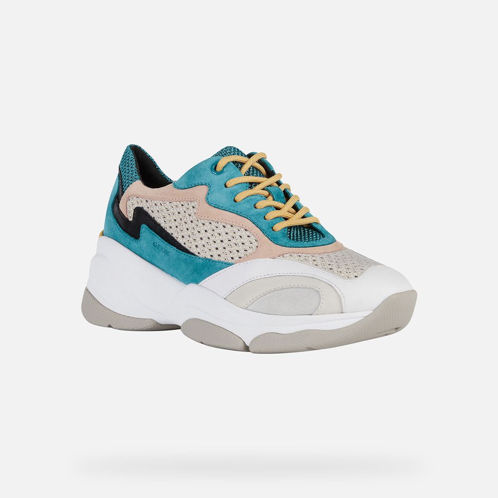 Basket Geox Kirya - Turquoise/Blanche - Femme 316245-EGR